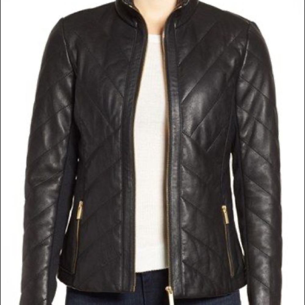 🎉HP🎉Badgley Mischka Oxblood Eloise Quilted Leather Jacket - Picture 10 of 10